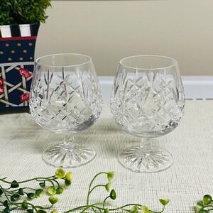 Edinburgh Crystal Vintage 2 Pc Brandy Glasses Balloon Snifters Star Base